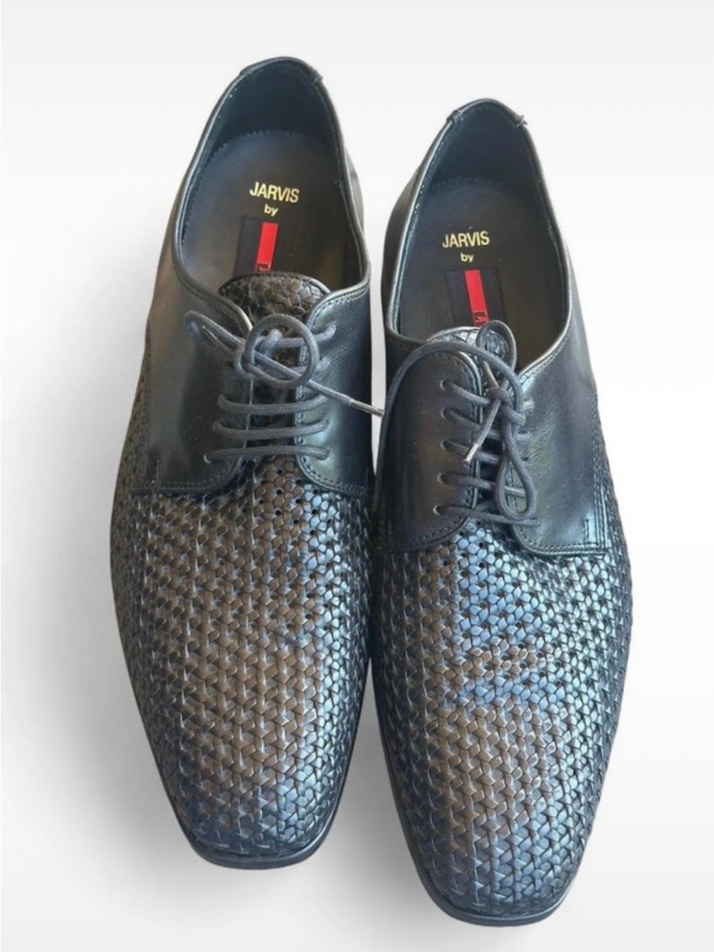 German- Men’s Woven Leather Lace-Up Shoes in Black